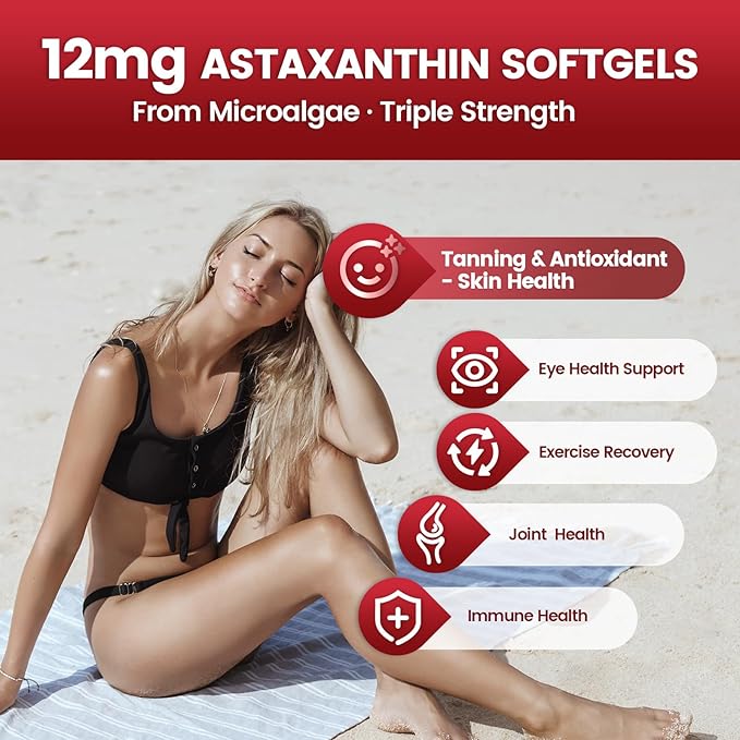 10 in 1 Astaxanthin 12mg Supplements, 4 Month Supply, Astaxantina Antioxidant - Image 3