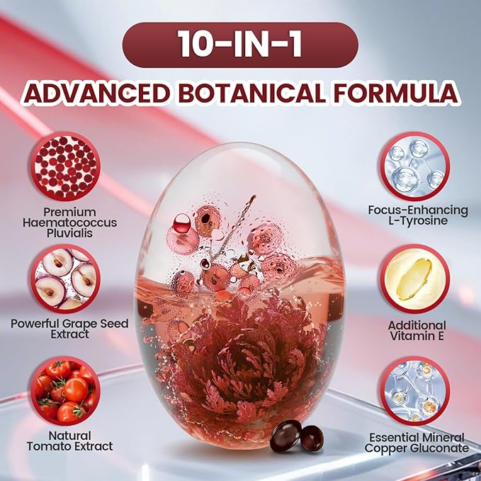 10 in 1 Astaxanthin Supplements 12mg, 16 Month Supply, Astaxantina Antioxidant - Image 4